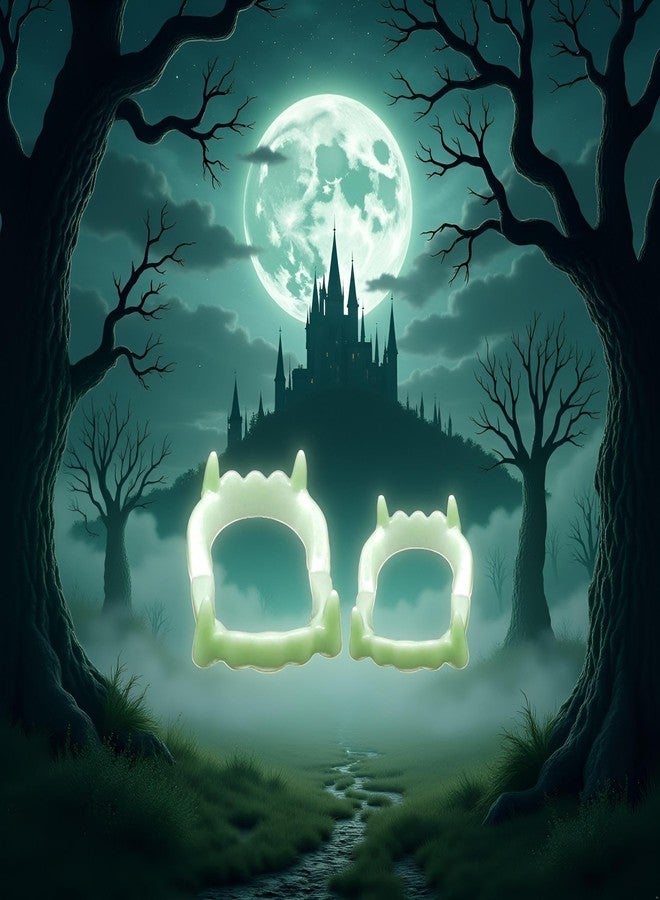 Zhuluck 2Pcs Green Vampire Teeth Fangs Glow in The Dark Plastic Fake Vampire Teeth Sharp Teeth Halloween Decorative Luminous Dentures - Image 5